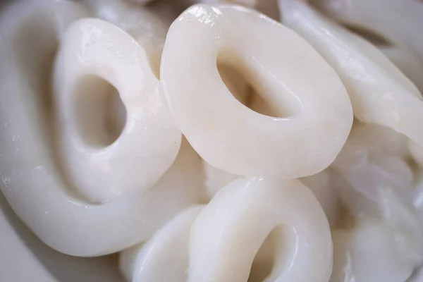 Pile Boiled Squid Rings Close Shot — Stock Photo, Image