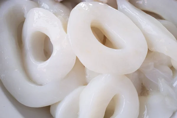 Pile Boiled Squid Rings Close Shot — Stock Photo, Image