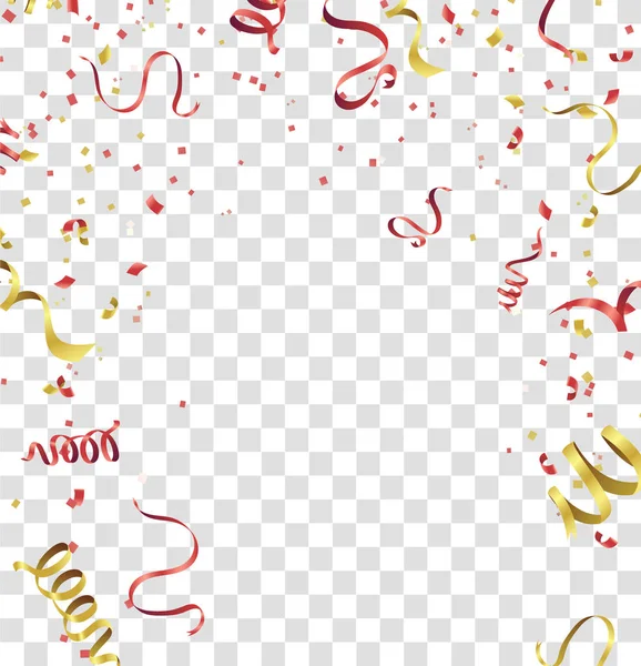 Confettis d'or rouge concept fond de conception. Célébration festive — Image vectorielle