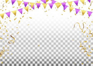 Konfeti ve Kurdeleli Parti Bayrakları Şeffaf Torbaya Düşüyor