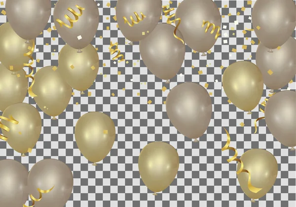Gold balloons confetti concept design template — Stock Vector