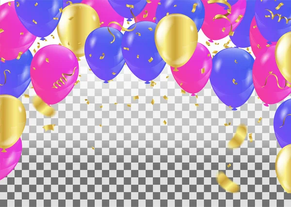 Banner de fiesta de globos de colores con globos aislados en backgro — Vector de stock