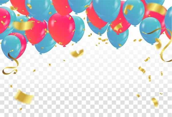 Banner de fiesta de globos de colores con globos aislados en backgro — Vector de stock