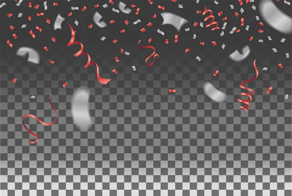 Celebration background template with confetti and white and red — 스톡 벡터