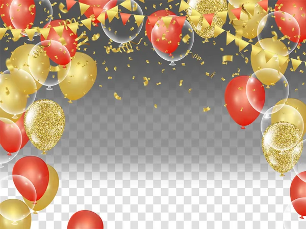 Renkli balonlar tatil illüstrasyonları C ile beyaz şeffaf