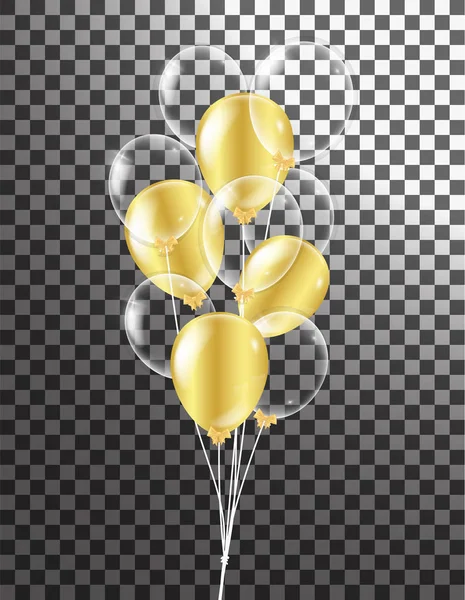 Gold transparent balloon on background balloons, vector illustra — Stock Vector