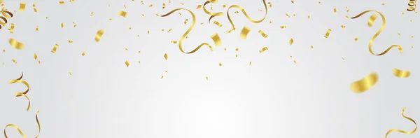Goldballons, Konfetti und Luftschlangen auf weißem Hintergrund. Vecto — Stockvektor