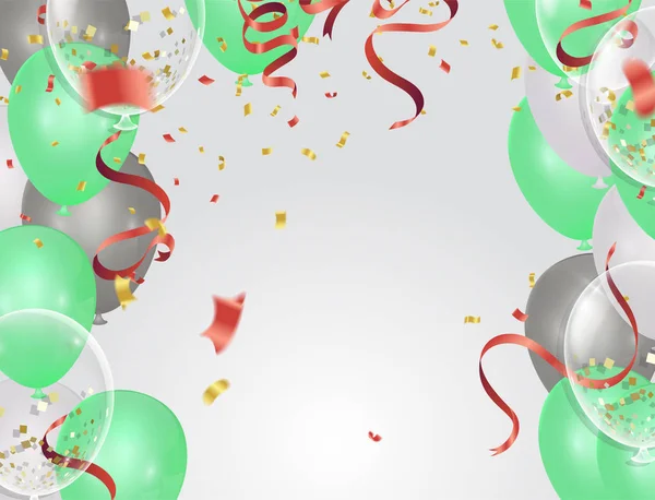 Μπαλόνια, confetti concept design background. Γιορτή ευτυχισμένη — Διανυσματικό Αρχείο