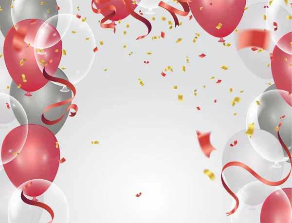 Balões, fundo de design conceito confete. Celebração feliz —  Vetores de Stock