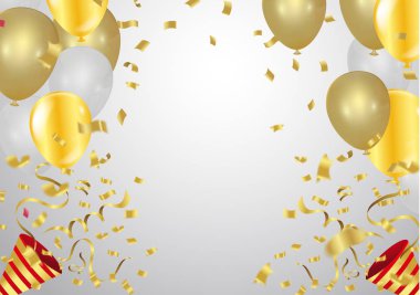 Balon koleksiyonu. Soyut arkaplan ile tatil illüstrasyonuName