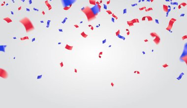 Kutlama arkaplan şablonu konfeti ve kurdele kırmızı bir