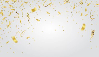 Soyut arka plan partisi White Bac 'te altın konfetisini kutluyor
