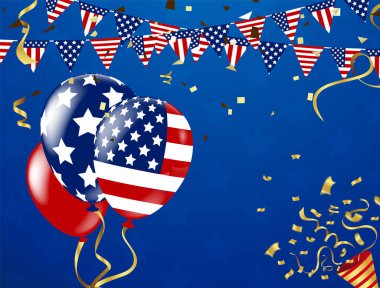 4 Temmuz, Bağımsızlık Günü Sancak Vektörü illüstrasyonu, U