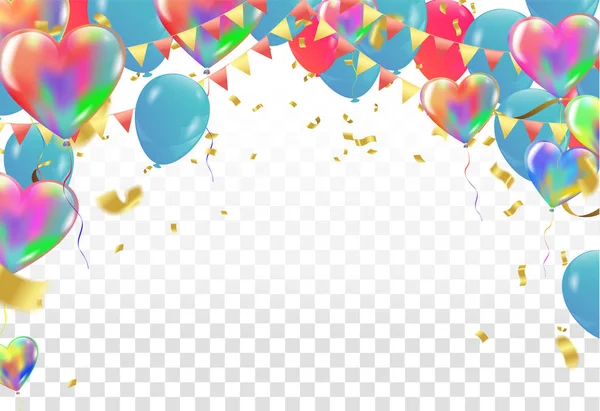 Ballons et confettis partie vecteur Illustration d'une fête Backg — Image vectorielle
