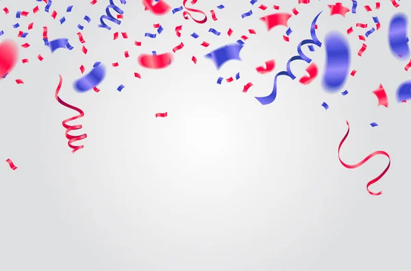 Modèle de fond de célébration avec confettis et rubans rouge an — Image vectorielle