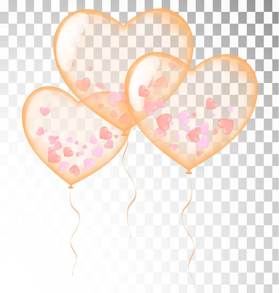 Plantilla de banner transparente de globos corazón naranja, fondo. v) — Archivo Imágenes Vectoriales