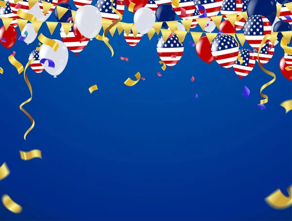 Día de la independencia vector de fondo con bandera americana y globo — Archivo Imágenes Vectoriales