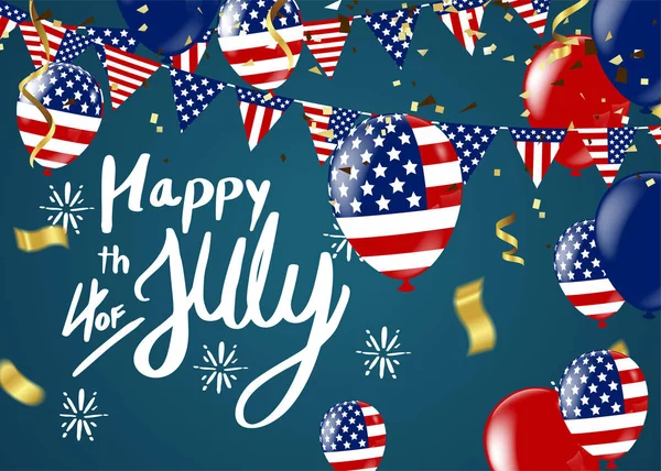 Fourth of July. 4th of July holiday banner. USA Independence Day — Stock Vector