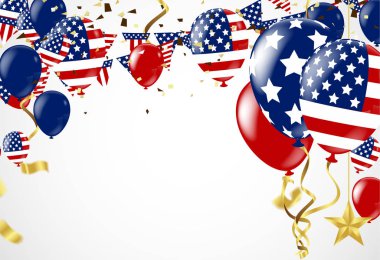 4 Temmuz 'da. 4 Temmuz bayram afişi. Kart şablonu, rozet. 