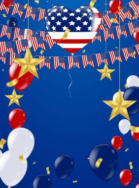 4 Temmuz 'da. 4 Temmuz bayram afişi. Kart şablonu, rozet. 