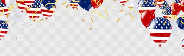 USA Independence day poster with air balloons and with a garland — 스톡 벡터