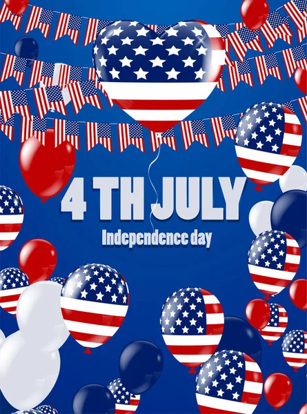 Día de la independencia de Estados Unidos Banner sobre fondo de patrón de estrella marina, Vec — Vector de stock