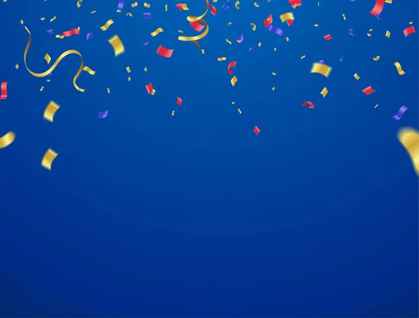 Modèle de fond de célébration avec confettis et rubans rouge an — Image vectorielle