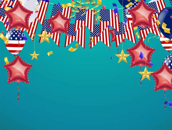Декорации ко Дню независимости США на синем фоне — стоковый вектор