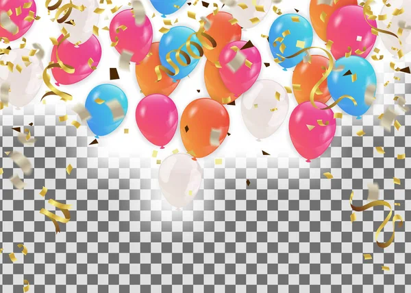 Colorful balloons Happy Birthday  Holiday frame or background wi — 스톡 벡터