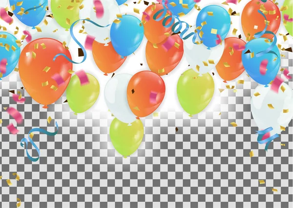 五彩缤纷的气球生日快乐假日框架或背景 — 图库矢量图片