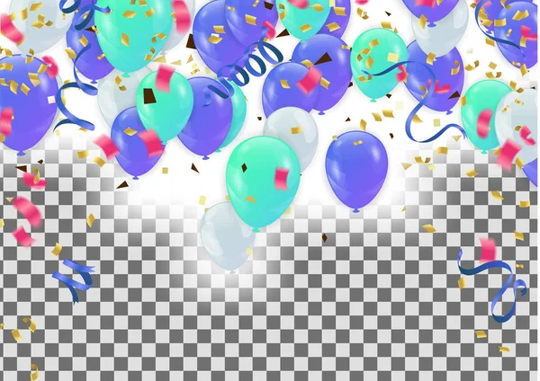 Kleurrijke ballonnen Gelukkige verjaardag Vakantie frame of achtergrond met — Stockvector