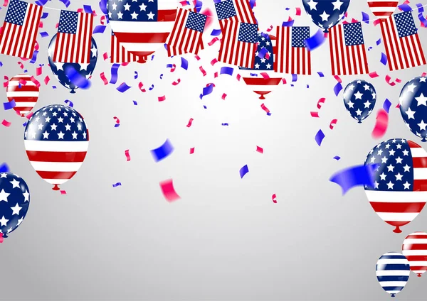 USA 4 luglio indipendenza giorno disegno vettoriale illustrazione palloncini — Vettoriale Stock