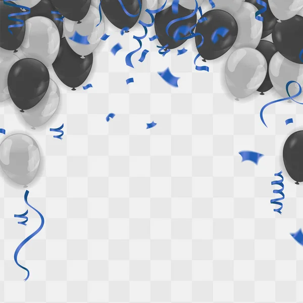 Festa de celebração fundo com balões e serpentina. Saudação — Vetor de Stock