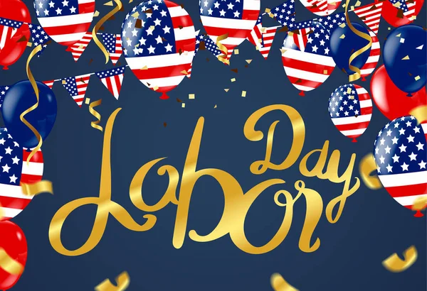 Vector Labor Day greeting or invitation card. National american — 스톡 벡터