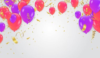 Arkaplanda renkli ve şeffaf balonlar var. Eps 