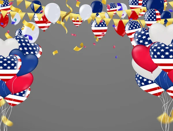 Usa Bağımsızlık Günü posteri ve Balon Bayrağı Usa. resimleme oranı