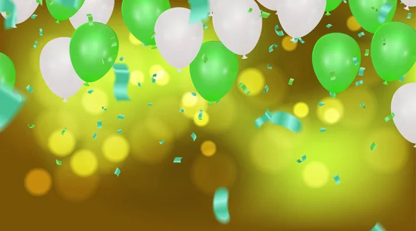 Contexto abstrato com balões brancos verdes brilhantes. Aniversário , —  Vetores de Stock