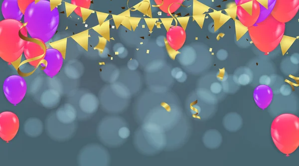 Party decoration concept Happy Birthday greeting card bokeh effe — 스톡 벡터