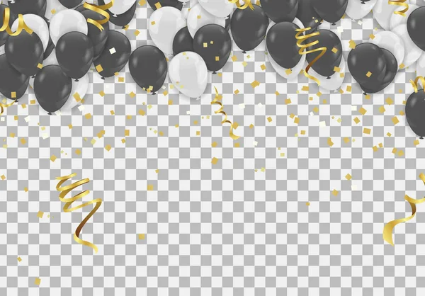 Black and white transparent helium balloons on white background. — 스톡 벡터