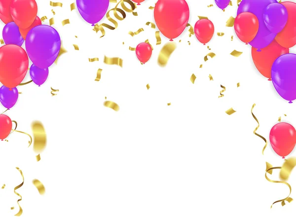Globos de cumpleaños de colores aislados sobre fondo blanco — Vector de stock