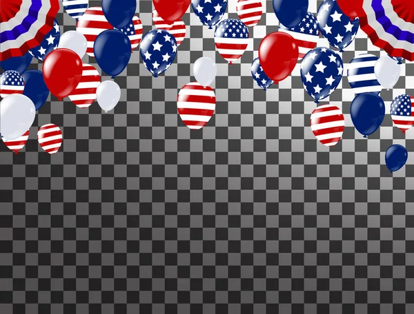 4. Juli glücklicher Unabhängigkeitstag in den USA. weißer, blauer und roter Ball — Stockvektor