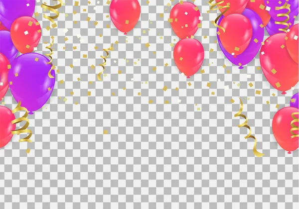 Gekleurde en transparante ballonnen op de gecontroleerde achtergrondisola — Stockvector