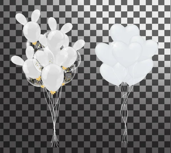Ballons blancs en forme de coeur sur un fond la forme — Image vectorielle