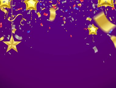 Gerçekçi Parlak Çok Renkli Confe ile Kutlama Partisi Afişi