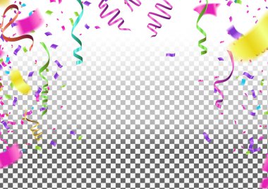 Balonlar ve konfeti ile vektör illüstrasyon şenlik arka planı