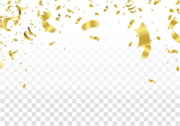 Diseño festivo. Frontera dorada de confeti brillante colorido aislado — Vector de stock