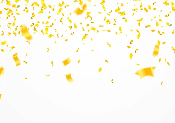 Aktienvektor Illustration defokussiert Goldkonfetti isoliert auf einem — Stockvektor