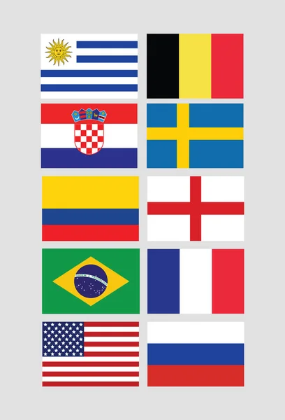 Vettore di bandiere per i campionati mondiali internazionali — Vettoriale Stock