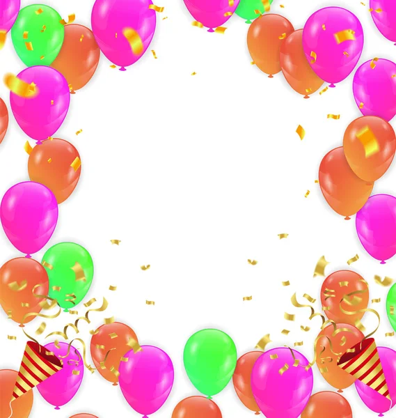 颜色光泽生日快乐气球横幅背景矢量 Il — 图库矢量图片