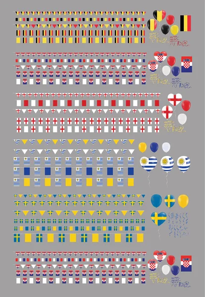 Viering Partij Banner set vlag vector voor de internationale wereld — Stockvector